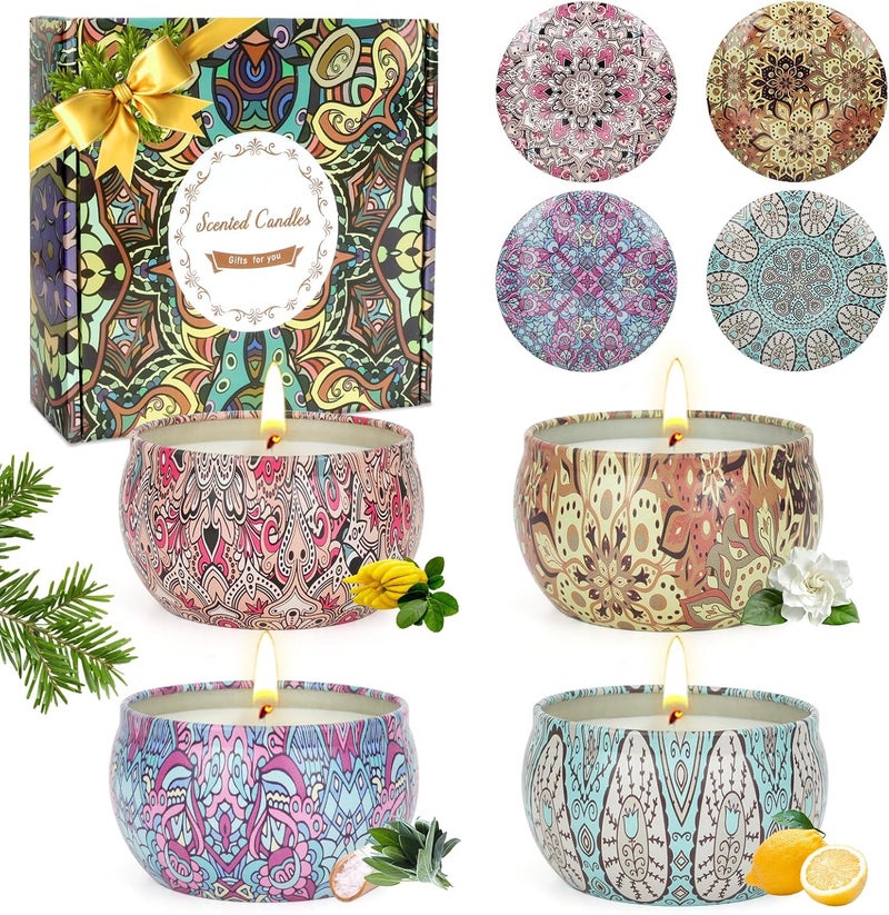 Scented Candles Gifts for Women 4 Pack Aromatherapy Candle Up to 90 Hours Home Scented Candles Set Soy Wax Candles for Christmas Day, Birthday, Mothers Day, Valentine's Day