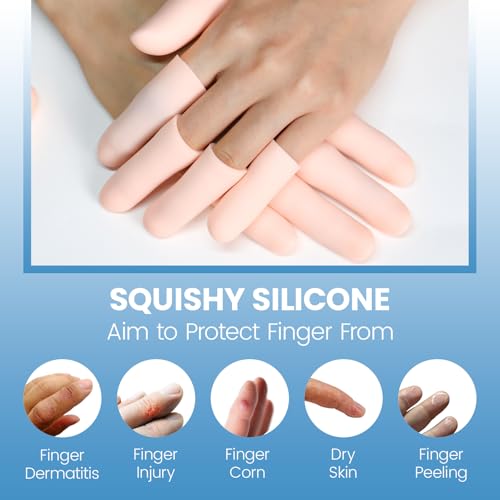 JKcare 12 Pack Gel Finger Caps, Silicone Finger Protectors Sleeves - Covers to Protect Fingertips and Provide Pain Relief from Cracking, Hand Eczema (Cots) - Image 4