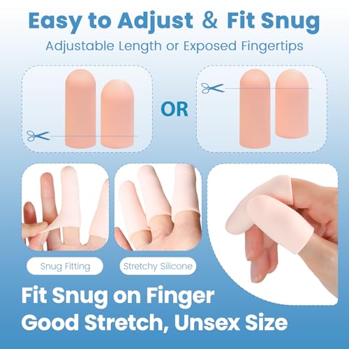 JKcare 12 Pack Gel Finger Caps, Silicone Finger Protectors Sleeves - Covers to Protect Fingertips and Provide Pain Relief from Cracking, Hand Eczema (Cots) - Image 5
