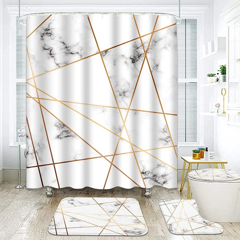 Bluejw Printed Polyester Shower Curtain Set for Bathroom  Cheap Elegant Polyester Print Shower Curtain With 12 Button Holes - Image 5