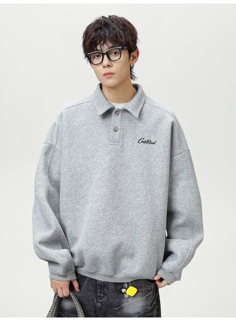 NIBEMINENT Casual Men's Sweatshirt Autumn Winter  Long Sleeve Polo Pullover Man Fashion Collar Loose Fit Streetwear - Image 3