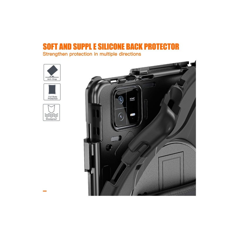 Barakah Rugged Case for Xiaomi Pad 6(11-Inch 2023) , Rotatable Case Kickstand Case ith [360 Rotatable kickstand/Hand Strap] [Shoulder Strap] Hybrid Protective Case for Xiaomi Mi Pad 6/Mi Pad 6 Pro, Black - Image 4