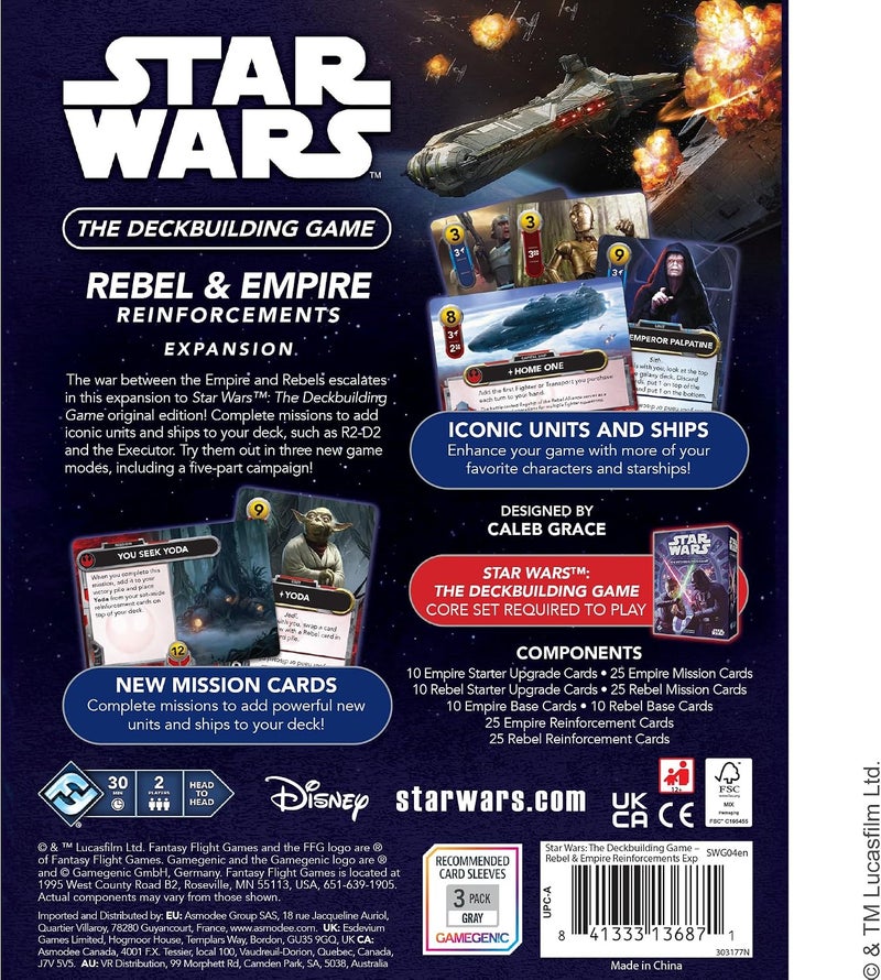 Asmodee Star Wars The Deckbuilding Game Rebel & Empire Reinforcements Expansion – Strategy Card Game Add-On with Yoda, Palpatine, Thrawn & Campaign Mode (Requires Base Game) - Image 2
