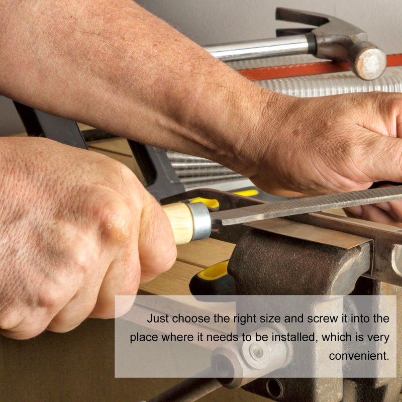 6 قطع من مجموعة مقابض الملفات الخشبية البديلة مع مقبض كروم دائري مريح يتناسب مع أدوات اليد المتوسطة للاستخدام في الورشة والأعمال اليدوية - Image 5