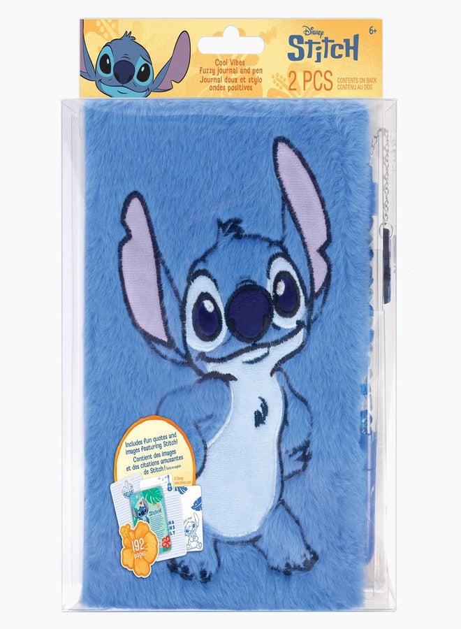 Make It Real: Disney: Stitch Cool Vibes Fuzzy Journal & Pen - 192 Lined Pages W/Fun Quotes & Images, Character Charm Pen, Plush Diary Cover, Kids 6+ - Image 1