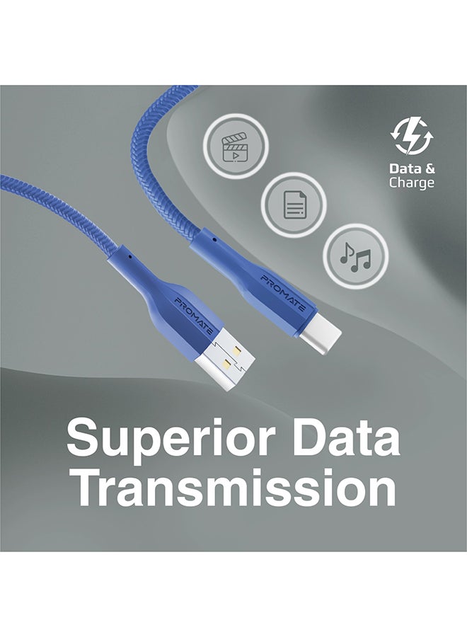بروميت كابل بروميت USB إلى USB-C ، كابل شحن متين من السيليكون من النوع C مع شحن سريع 2 أمبير ، مزامنة بيانات 480 ميجابت في الثانية ، سلك 1 متر وعمر انحناء طويل 10000 لسامسونج جالاكسي S22 ، iPad Air ، XCord-AC ، nNavy كحلي - Image 3