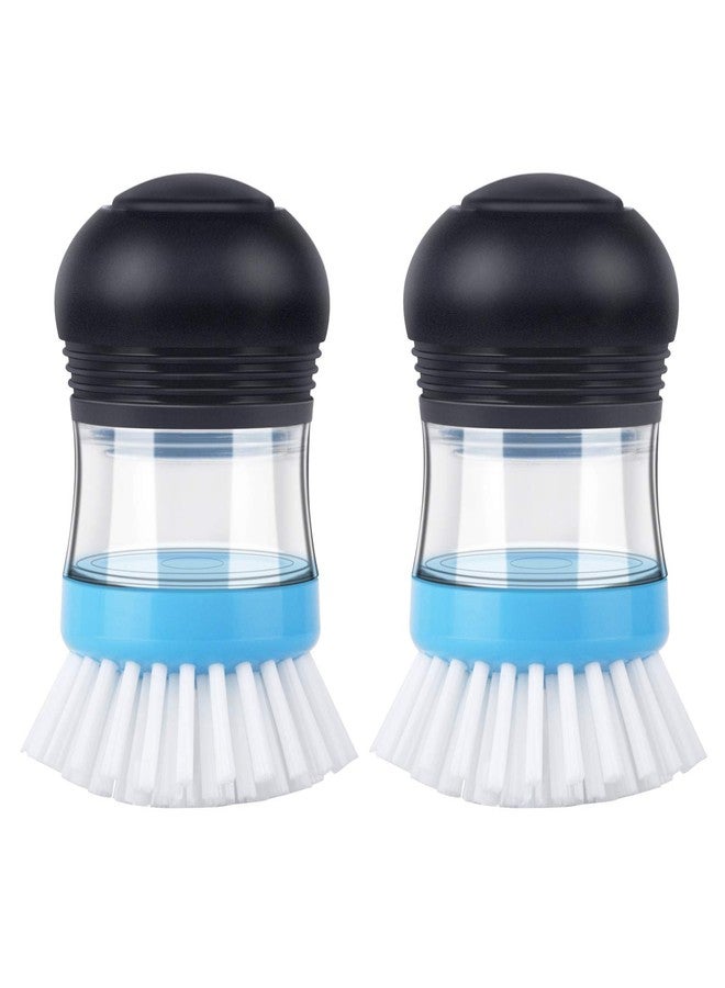 Mr Siga MR.SIGA Soap Dispensing Palm Brush, Kitchen Brush for Dish Pot Pan Sink Cleaning, Pack of 2, Navy/Blue - Image 1
