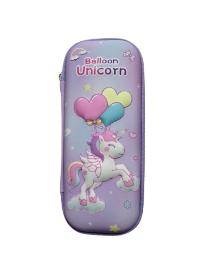 3D Pencil Case High Quality 3D Pencil Cases and Bags for Boys and Girls, Embrace Adventure with Vibrant Colors High Quality (Colorful Horse) (Colorful Horse Flying and Balloons(purple)) - Image 1