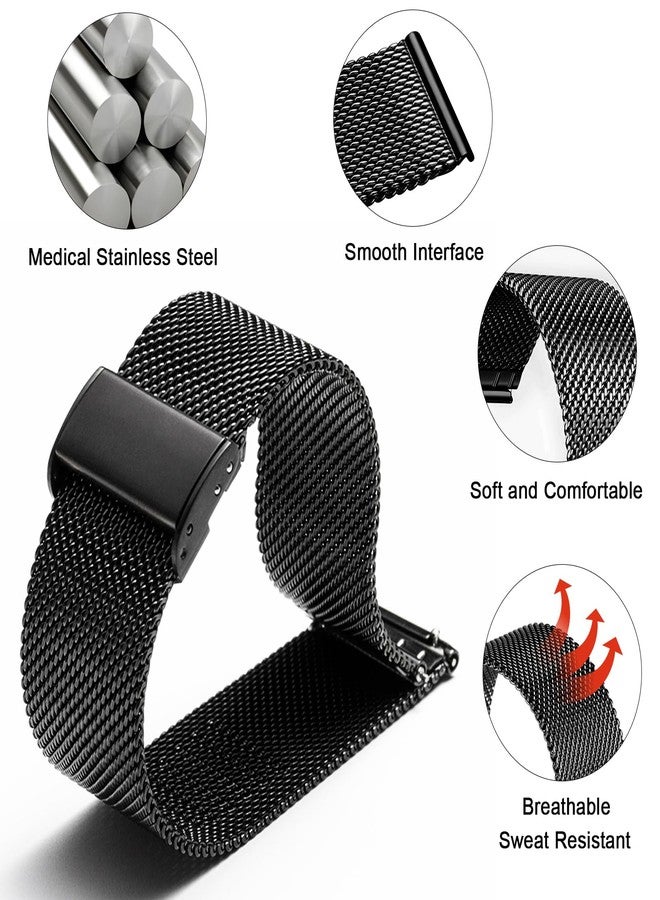 TStrap - Metal Mesh Watch Band - Black Quick Release Watch Band for Men Women Stainless Steel Smart Watch Band - 10mm 12mm 14mm 16mm 18mm 20, 22mm - Image 4