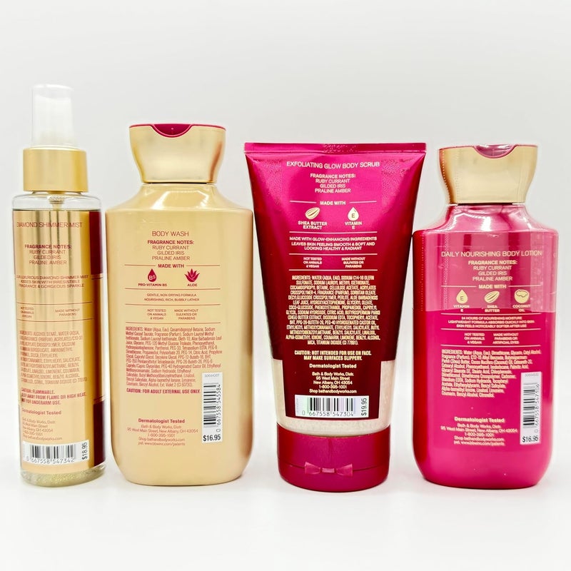 Luminous 4Piece Bath Bundle Diamond Shimmer Mist Exfoliating Body Scrub Body Wash and Daily Nourishing Body Lotion - Image 2
