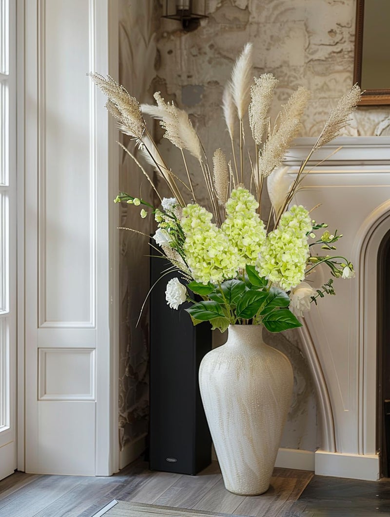 Arborus 3PCS Fake Flowers Hydrangea Artificial Flowers 28" Long Stem Green Faux Flowers for Vase, Real Touch Silk Flowers DÃ©cor for Floral Arrangement Home Farmhouse Office Hotel Decoration - Image 5