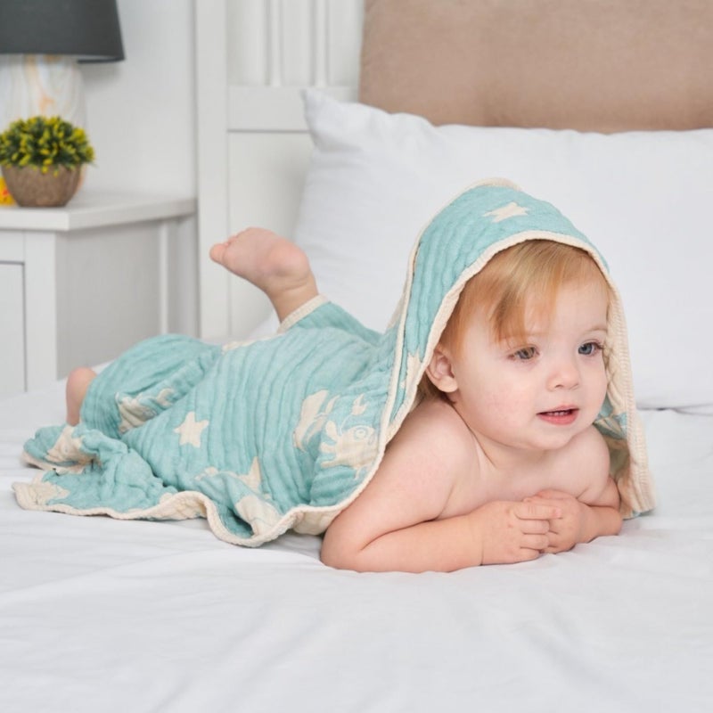 HardNok Ultra-Soft Muslin Baby Hooded Towel - 32 x 32 Inches, Ideal for Bath & Beach, Suitable for Both Boys & Girls from Newborns to Toddlers - Image 5