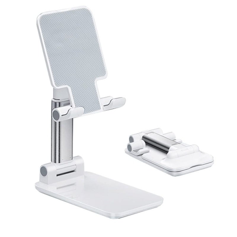 Multi-Angle Device Stand: 11.5*7*3cm White Non-Slip Silicone & ABS Housing - Height Adjustable Portable Design for Live Streaming, Online Learning and Home TV Viewing - Image 1