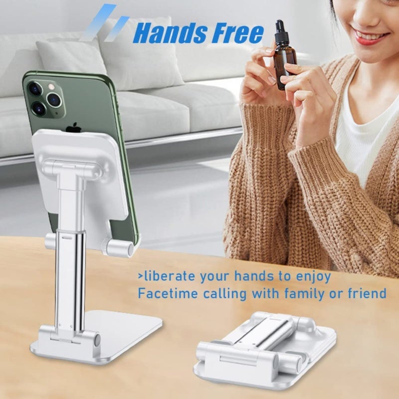 Multi-Angle Device Stand: 11.5*7*3cm White Non-Slip Silicone & ABS Housing - Height Adjustable Portable Design for Live Streaming, Online Learning and Home TV Viewing - Image 3