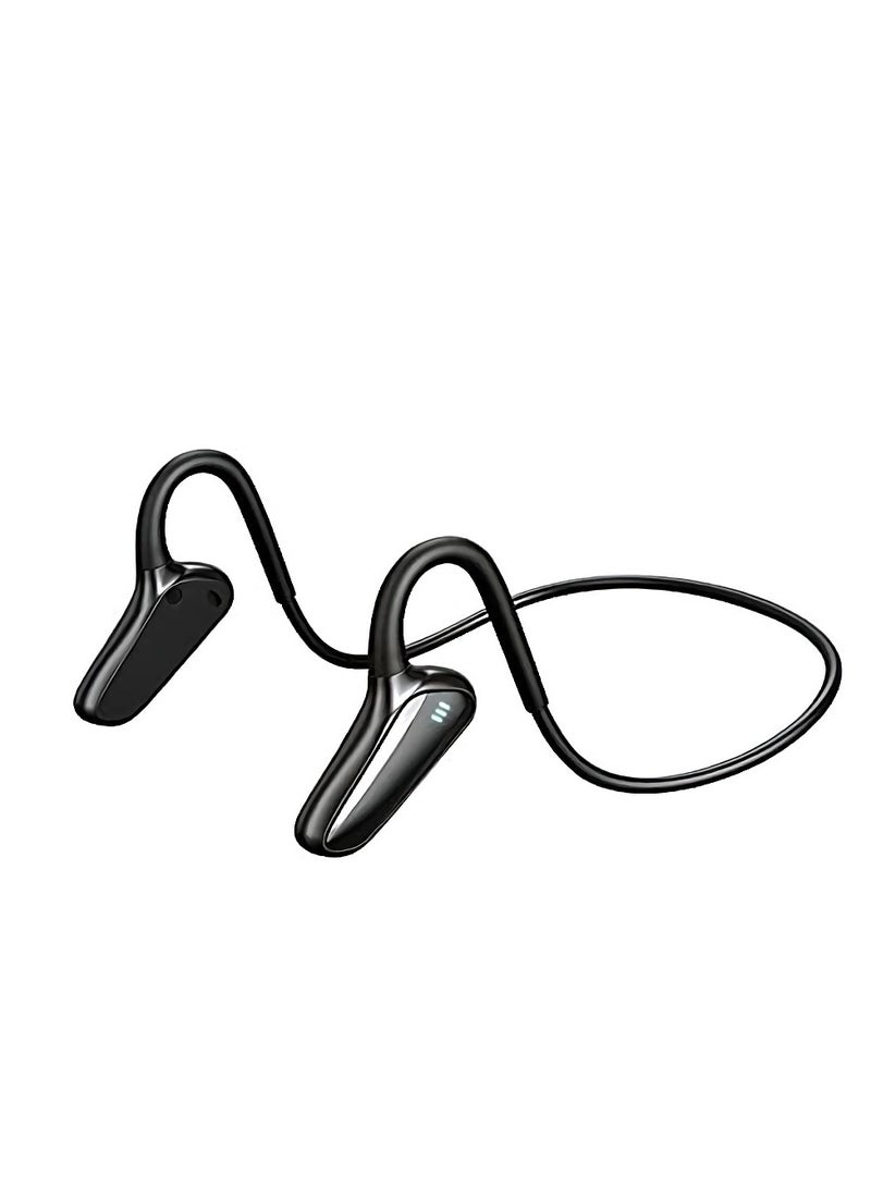 SYOSI Bone Conduction Bluetooth Headphones Wireless In-Ear IPX5 Waterproof Painless Wear Stereo with Microphone Call Listening to Music Suitable for Running, Hiking, Cycling (Black) - Image 1