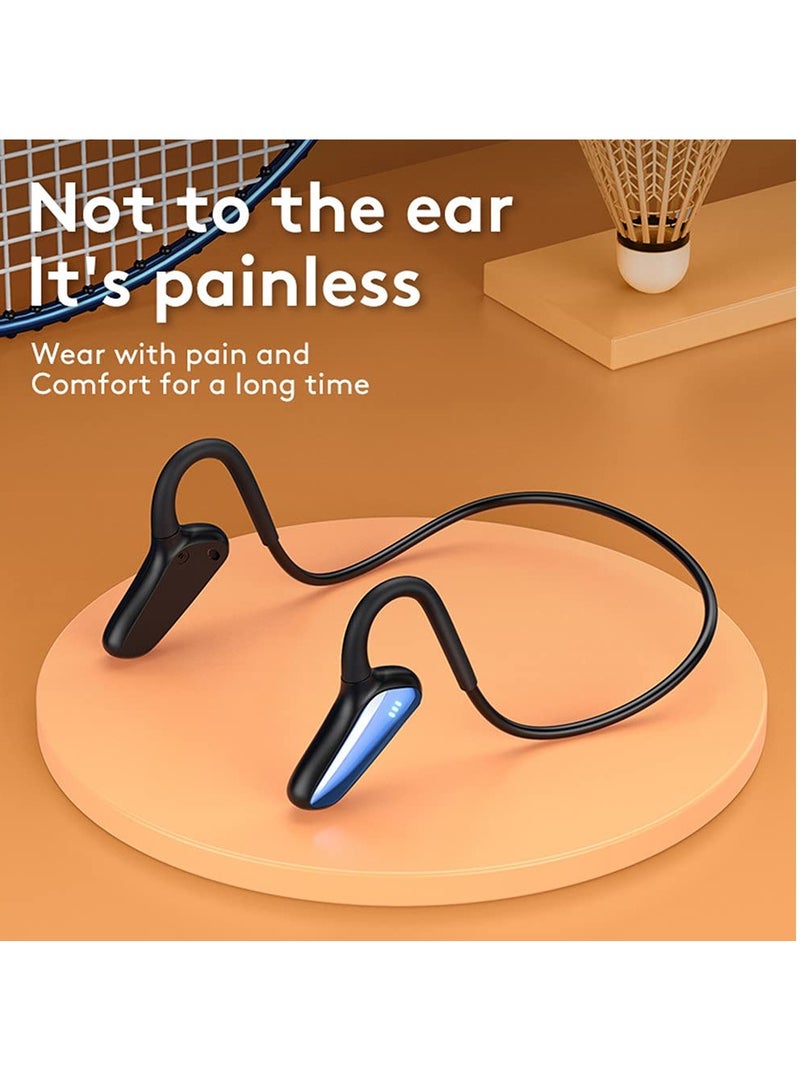 SYOSI Bone Conduction Bluetooth Headphones Wireless In-Ear IPX5 Waterproof Painless Wear Stereo with Microphone Call Listening to Music Suitable for Running, Hiking, Cycling (Black) - Image 4