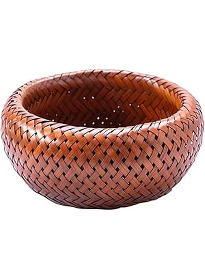 Double Layer Woven Storage Basket 20x20x9cm Multifunctional Home Organizer Kitchen Serving Holder - Image 1