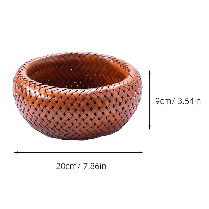 Double Layer Woven Storage Basket 20x20x9cm Multifunctional Home Organizer Kitchen Serving Holder - Image 3
