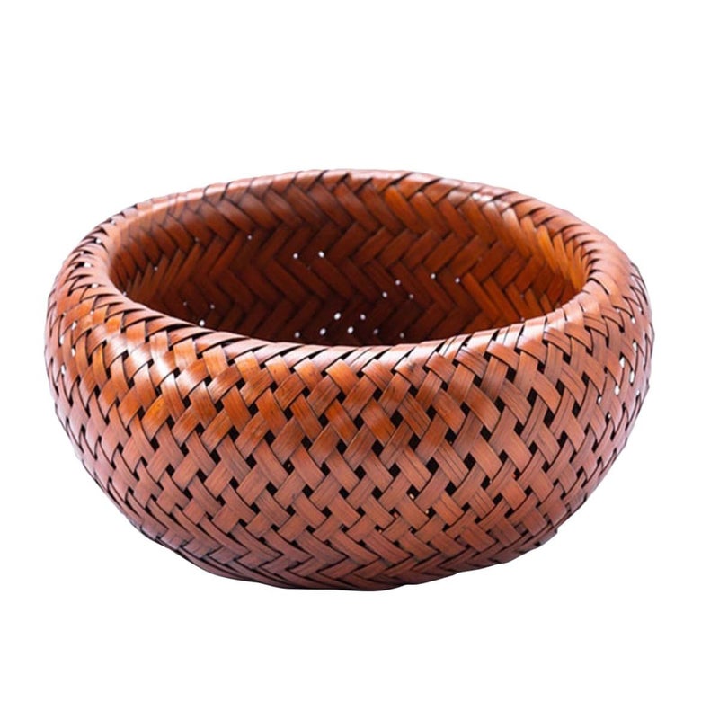 Double Layer Woven Storage Basket 20x20x9cm Multifunctional Home Organizer Kitchen Serving Holder - Image 2