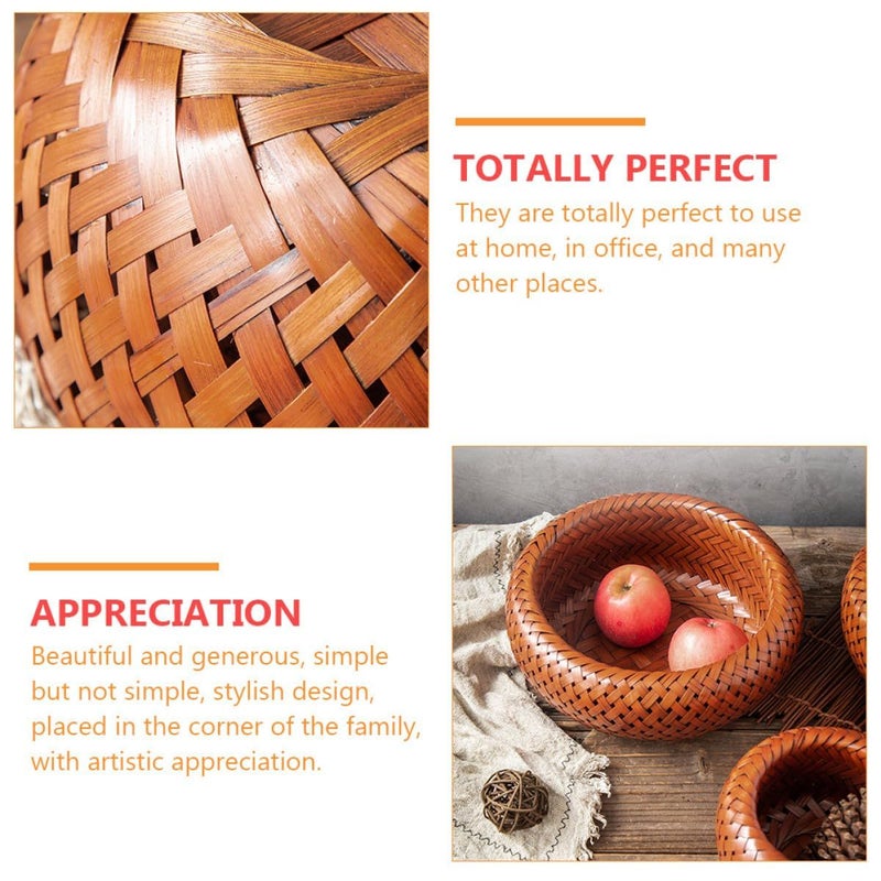Double Layer Woven Storage Basket 20x20x9cm Multifunctional Home Organizer Kitchen Serving Holder - Image 4