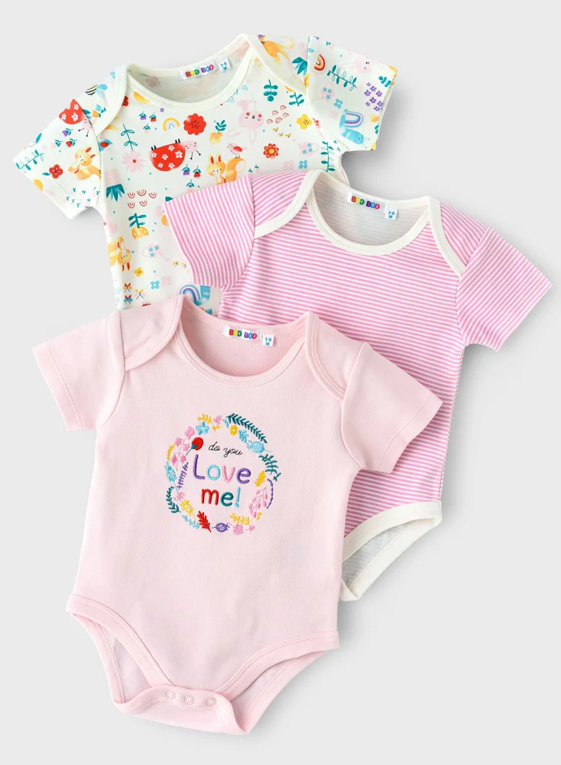 Boo Boo BooBoo Kids Garden Range 3 Pk Bodysuits