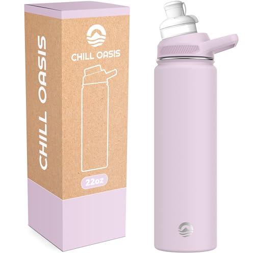 Chill Oasis Water Bottle Compatible With Popular Flavor Cartridges BPA Free Leak Proof DoubleWalled Vacuum Insulated Stainless Steel and Dishwasher Safe Cold for 24 Hours Lavender 22oz - Image 1
