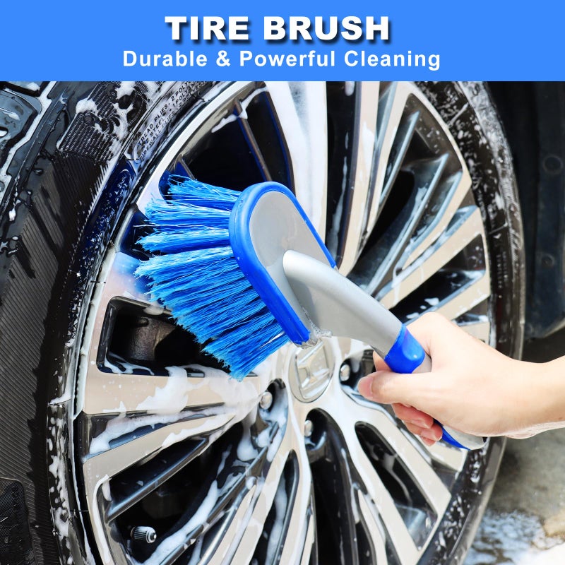 NIKCOSMK 62'' Car Wash Brush with Long Handle, Car Wash Kit with Tire Brush, Tower, Window Squeegee, Chenille Microfiber Car Wash Mop Mitt, Car Cleaning Brush Kit Supplies for Car, Truck, SUV, RV - Image 5
