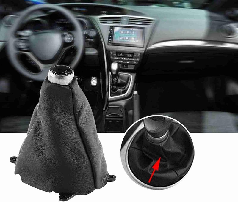 plplaaoo Shift Knob Cover, Shift Boot Shifter Boot Cover Manual Gear Shift Knob Cover Car Manual Automatic Car Gear Shift Knob Boot Gaiter Cover PU Leather Gear Shifter Knob Cover - Image 2
