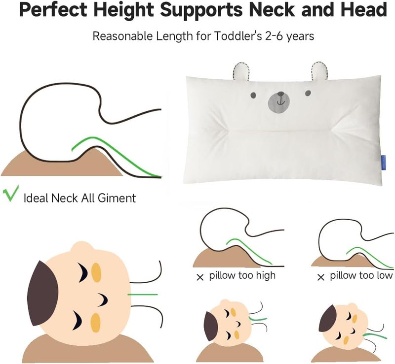 CHOC CHICK Toddler Pillow,20X14inches Machine Washable Soft Hypoallergenic Kids Pillows,Child Cute Animal Perfect Toddler Pillows for Sleeping 2 Year Old (Bear) - Image 4