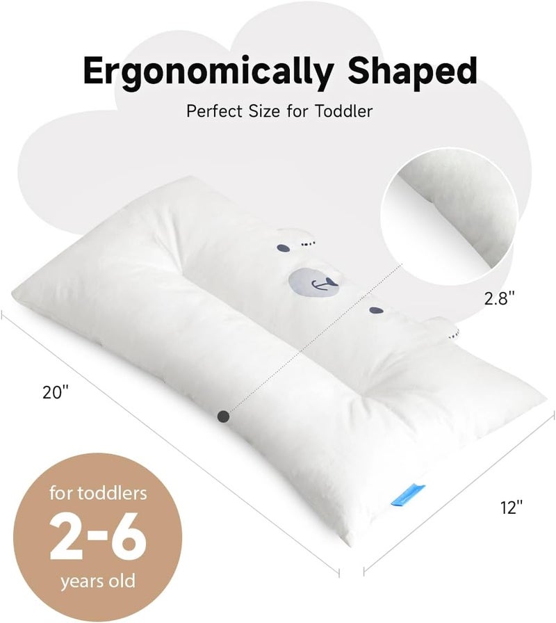 CHOC CHICK Toddler Pillow,20X14inches Machine Washable Soft Hypoallergenic Kids Pillows,Child Cute Animal Perfect Toddler Pillows for Sleeping 2 Year Old (Bear) - Image 3