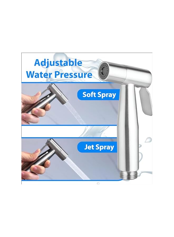 The Bros Multifunctional 304 Stainless Steel Bidet Sprayer for Toilet,Bathroom Handheld Bidet Jet Water Sprayer for Wash, Cloth Diaper with Hose and Toilet Mount - Image 5