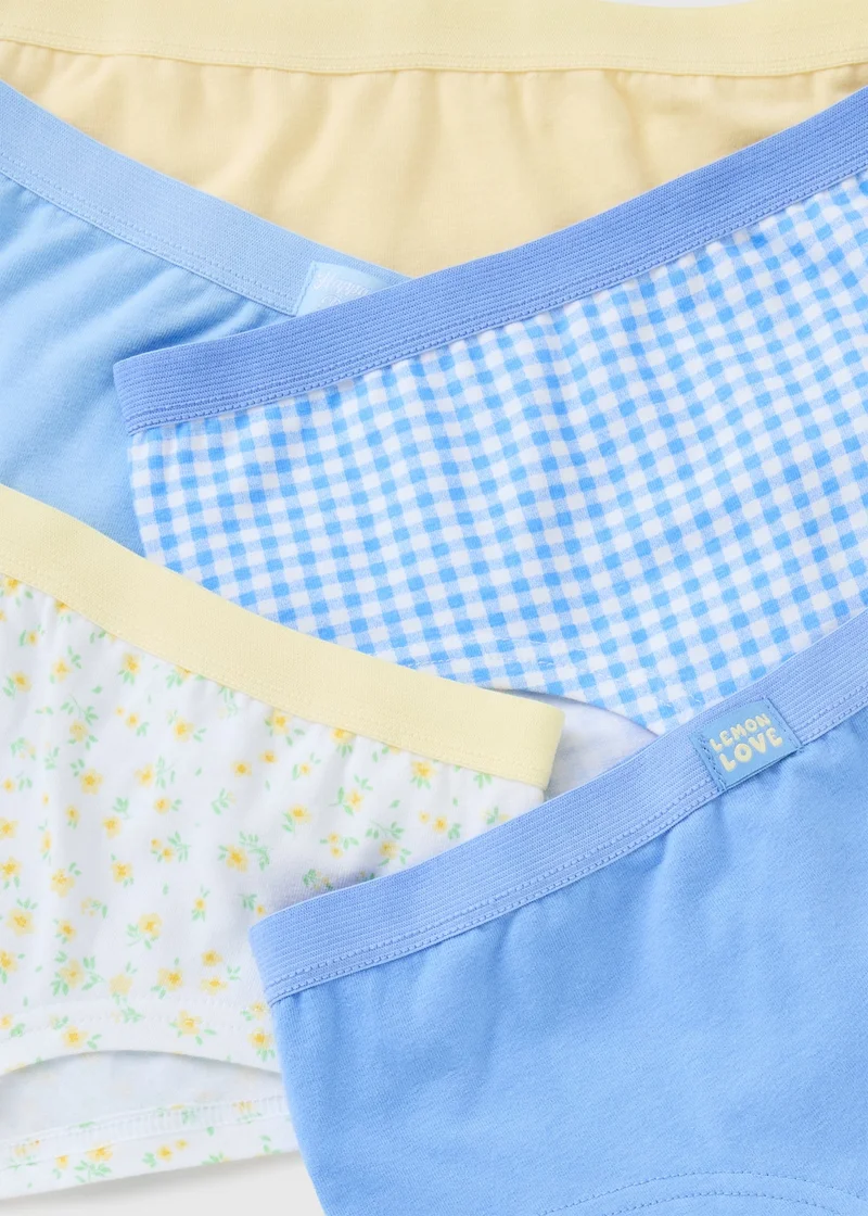 Matalan 5 Pack Girls Blue Daisy Hipsters