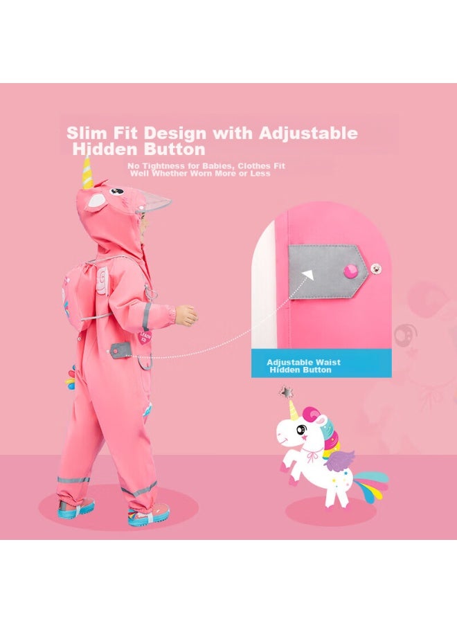 Lemonkid Children's Raincoat For Boys And Girls, Baby Rain Poncho, Elementary School Student Rain Gear, Tina Rainbow Star Rabbit One-piece, Size L - Image 2