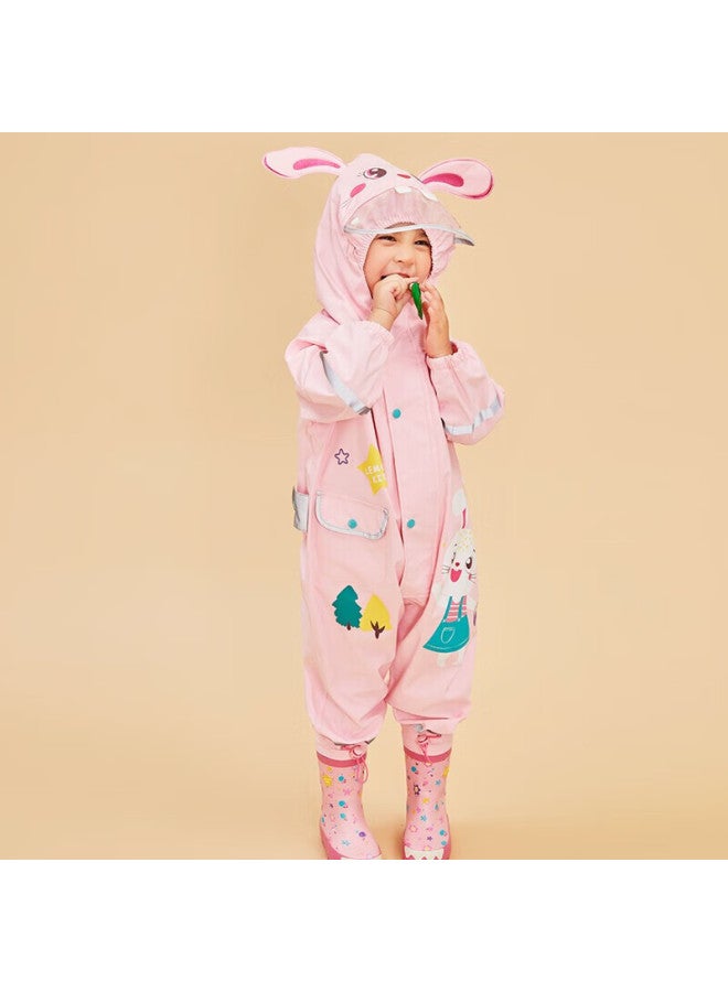 Lemonkid Children's Raincoat For Boys And Girls, Baby Rain Poncho, Elementary School Student Rain Gear, Tina Rainbow Star Rabbit One-piece, Size L - Image 4