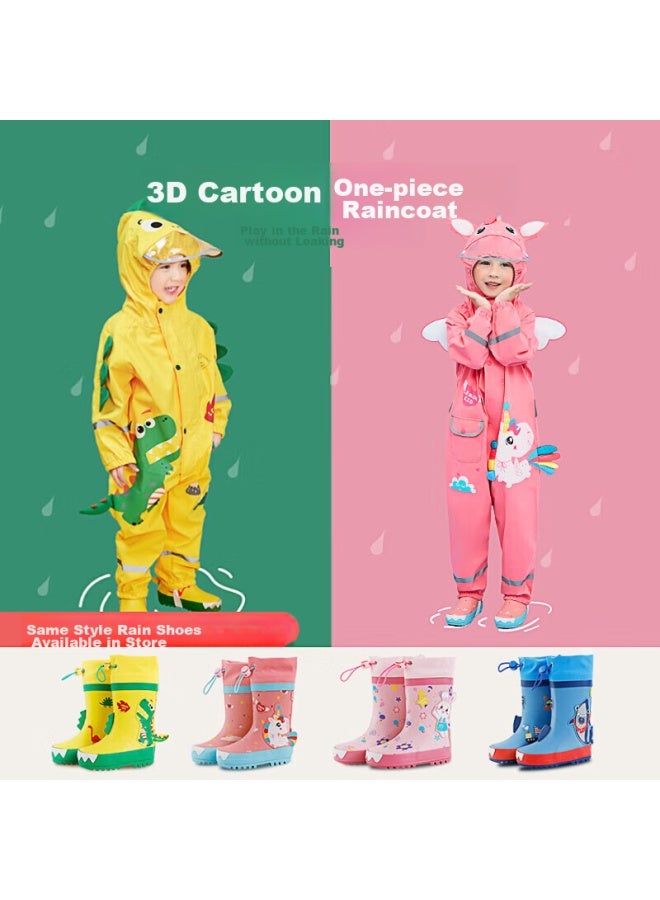 Lemonkid Children's Raincoat For Boys And Girls, Baby Rain Poncho, Elementary School Student Rain Gear, Tina Rainbow Star Rabbit One-piece, Size L - Image 1