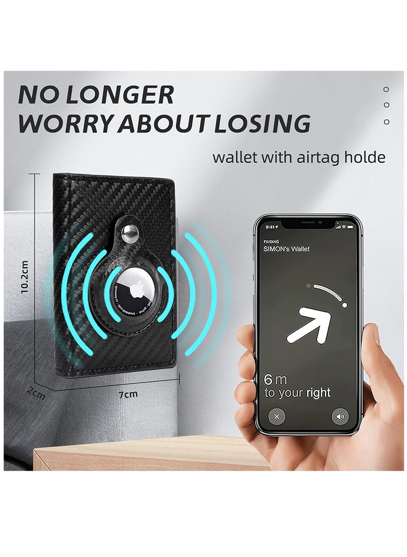 xozgdovg - AirTag Wallet for Men Card Holder RFID   Blocking Smart Air Tag Leather Wallet with Apple Airtag Holder - Image 1