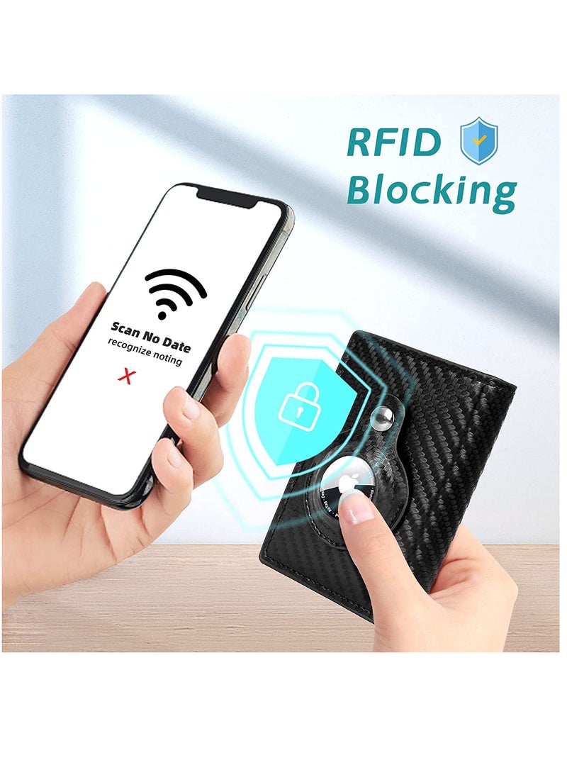 xozgdovg - AirTag Wallet for Men Card Holder RFID   Blocking Smart Air Tag Leather Wallet with Apple Airtag Holder - Image 1