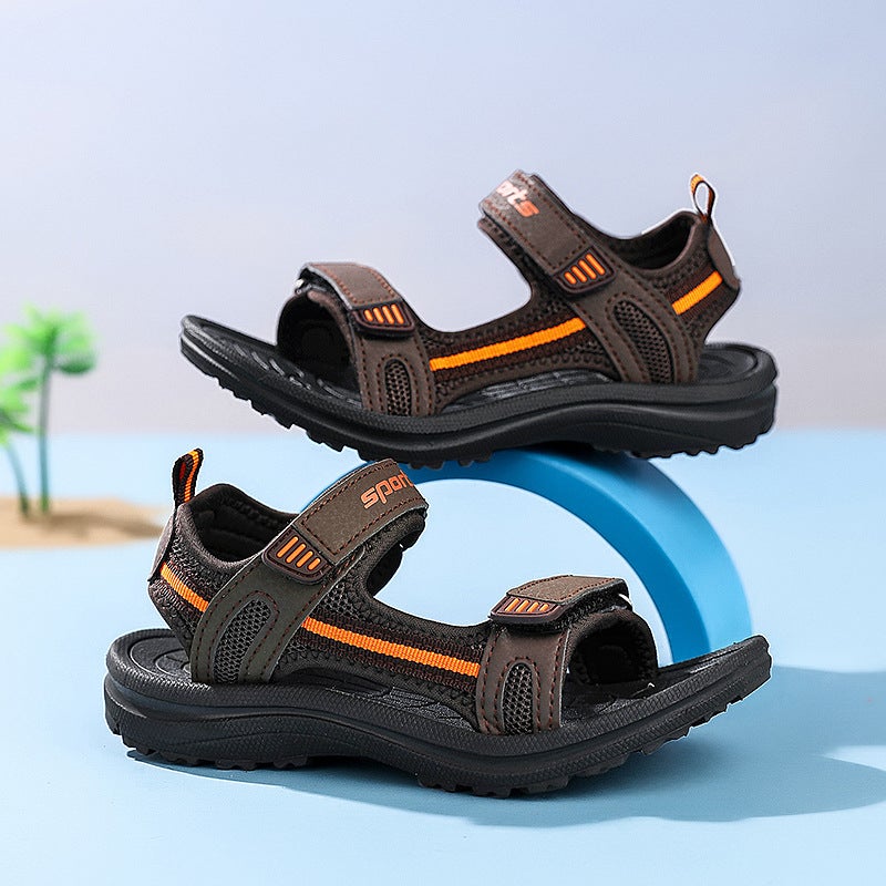 Children'S Sandals New Boys Beach Sandals Large Children'S Open Toe Soft Bottom Velcro Lightweight Non-Slip Wear-Resistant Sandals - Image 3