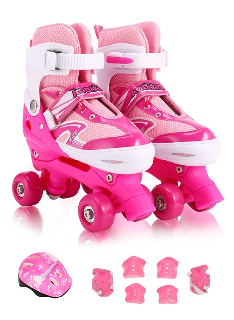 Kids 4 Wheel Roller Skate Shoes, Double Row Roller 4-Wheel Adjustable Skates Shoes, for Beginners Indoor and Outdoor M ( 35-38)cm M ( 35-38)cm Pink