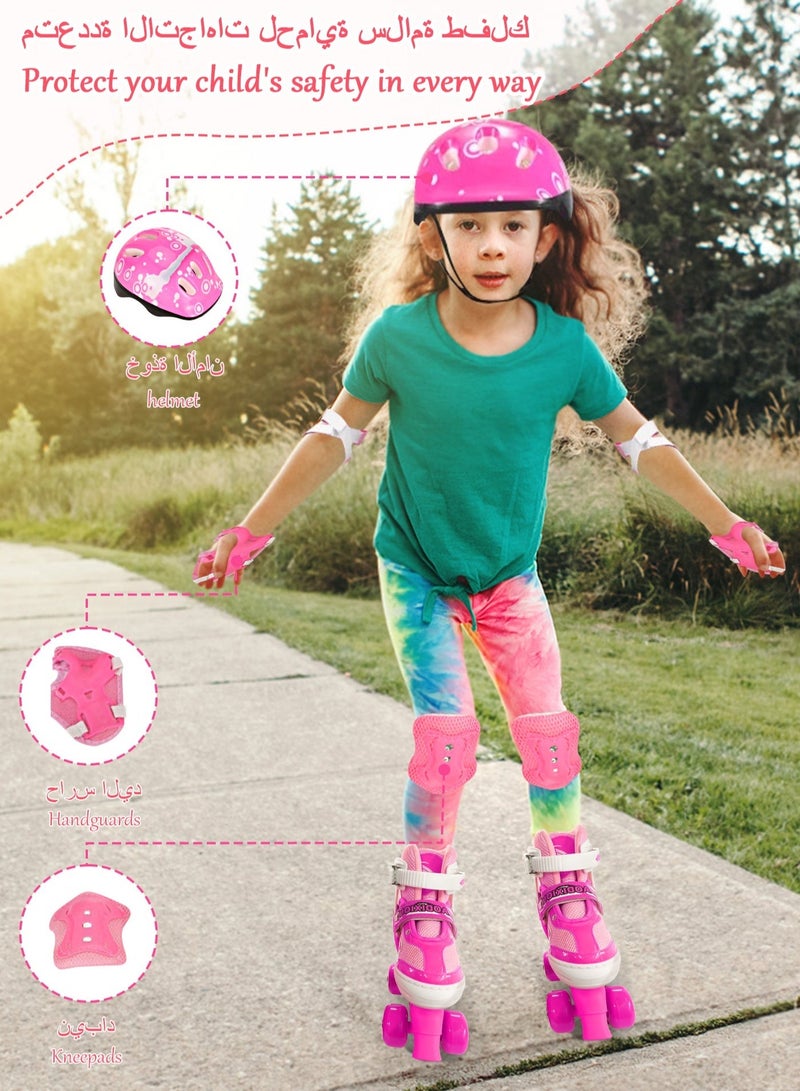 Arabayt Upgraded four-wheeled double-row children's ice skates with protective gear - suitable for foot length 21-24 cm, non-slip PU wheels, stable anti-tipping safety design, European size 35-38, suitable for indoor and outdoor use, suitable for boys and girls. - Image 2