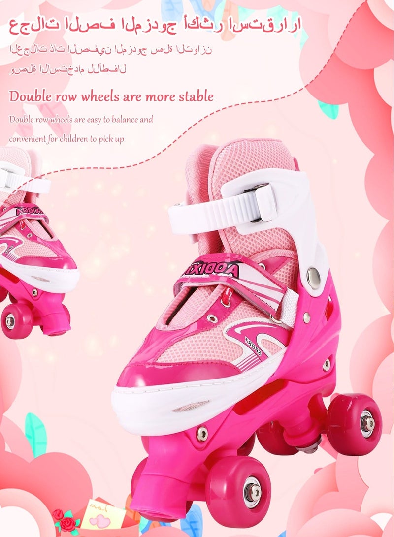 Arabayt Upgraded four-wheeled double-row children's ice skates with protective gear - suitable for foot length 21-24 cm, non-slip PU wheels, stable anti-tipping safety design, European size 35-38, suitable for indoor and outdoor use, suitable for boys and girls. - Image 5