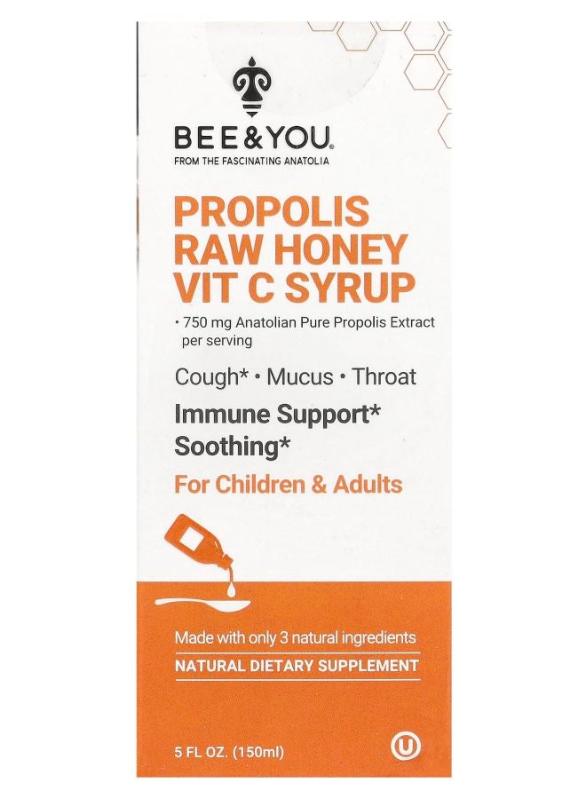BEE & YOU Propolis Raw Honey Vit C Syrup 5 fl oz (150 ml)