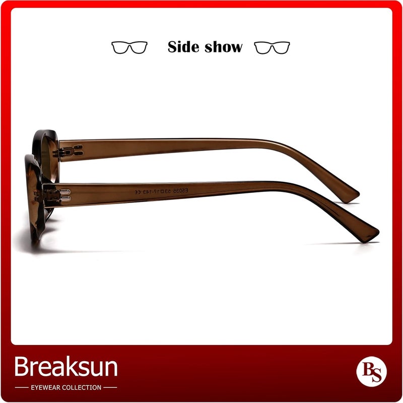 Breaksun Retro Oval Sunglasses for Women Men Fashion Small Oval Sunglasses 90s Vintage Shades - Image 4