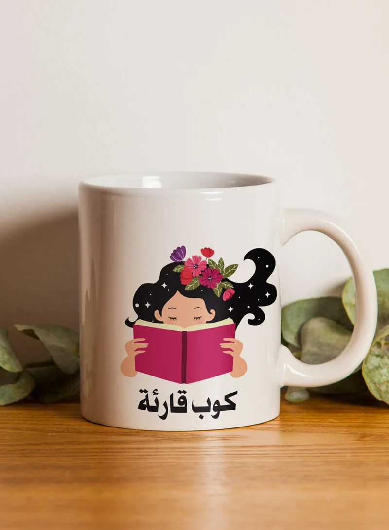 LOWHA 11 oz Ceramic Mug with Reader's Cup Design