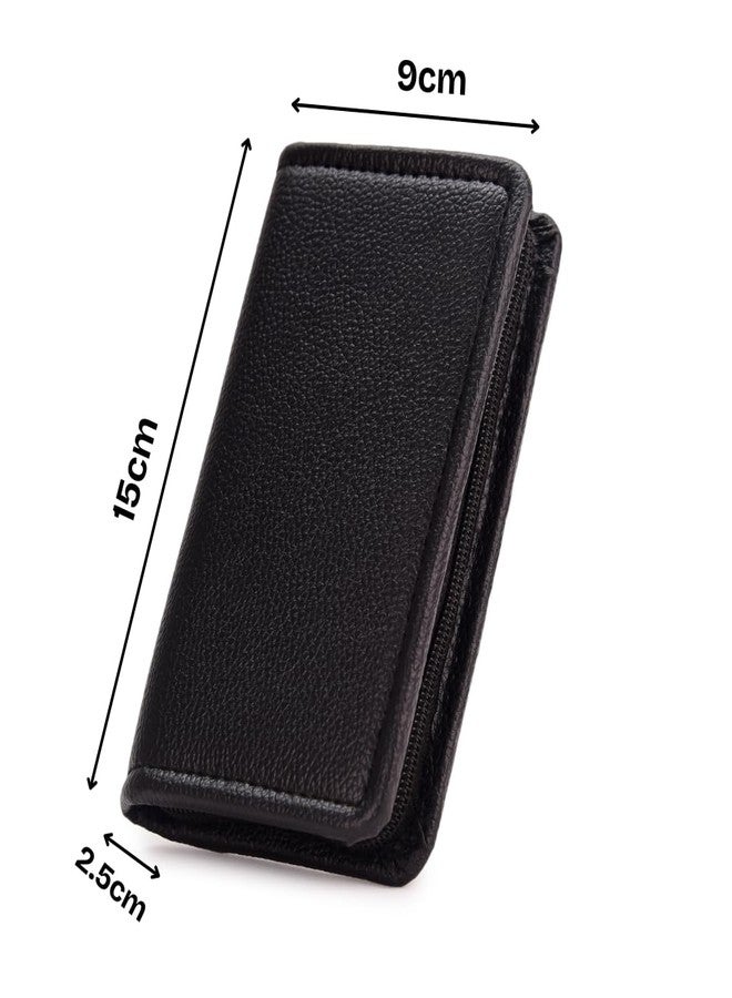 AZYEEA PU Leather Key Pouch case Wallet Keychain Men & Women Key Pouch Holder, Durable Bank Locker Key Holder card holder with Card Slots Key Ring Organiser (Black) - Image 4