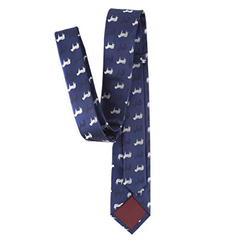 Secdtie Novelty Ties for Men Navy Blue Silk Self Cravat Tie Black and White Zebra Design Attire Novelty Necktie - Image 5