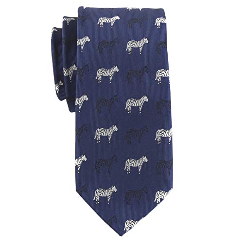 Secdtie Novelty Ties for Men Navy Blue Silk Self Cravat Tie Black and White Zebra Design Attire Novelty Necktie - Image 2