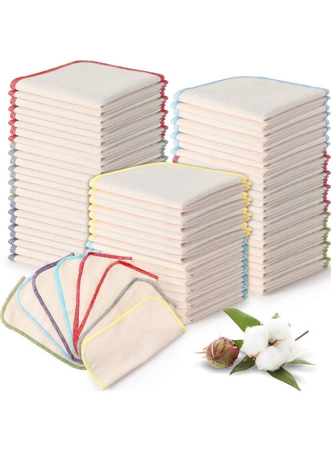Zopeal 64 Pcs Flannel Cloth Baby Wipes Reusable Baby Diapers Wipes Washable Natural Unbleached Baby Face Wipes Soft And Sturdy Cloth Wipes 8 Colors Outer Stitching 8 X 8 Inches - Image 1