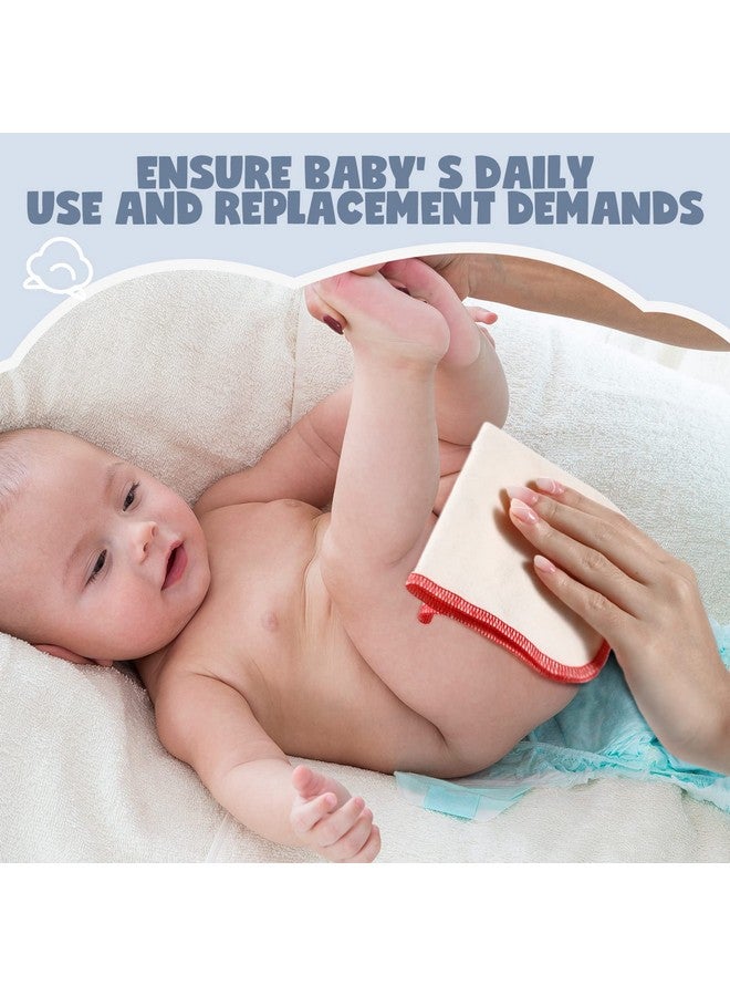 Zopeal 64 Pcs Flannel Cloth Baby Wipes Reusable Baby Diapers Wipes Washable Natural Unbleached Baby Face Wipes Soft And Sturdy Cloth Wipes 8 Colors Outer Stitching 8 X 8 Inches - Image 5