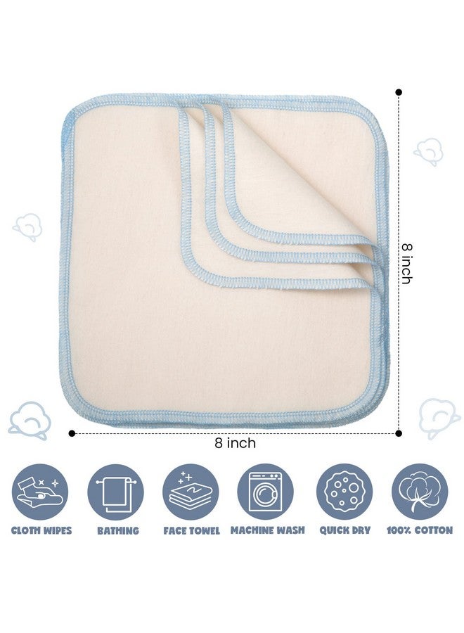 Zopeal 64 Pcs Flannel Cloth Baby Wipes Reusable Baby Diapers Wipes Washable Natural Unbleached Baby Face Wipes Soft And Sturdy Cloth Wipes 8 Colors Outer Stitching 8 X 8 Inches - Image 2
